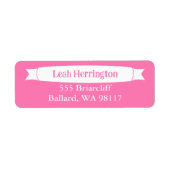 Pink Address Label with Decorative Banner ラベル (正面)