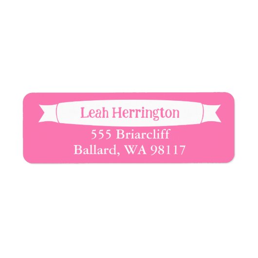 Pink Address Label with Decorative Banner ラベル (正面)