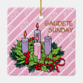Pink Advent BVM / Gaudete Sunday Square セラミックオーナメント (裏面)