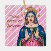 Pink Advent BVM / Gaudete Sunday Square セラミックオーナメント (正面)