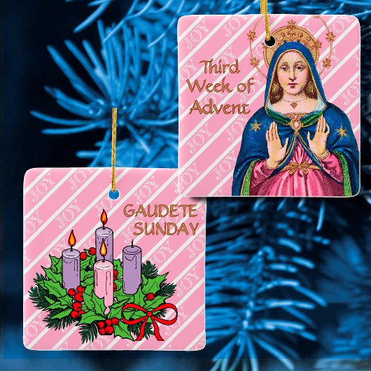 Pink Advent BVM / Gaudete Sunday Square セラミックオーナメント