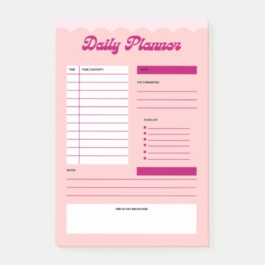 Pink Aesthetic Daily Planner Post-it® Notepad ポストイット (正面)
