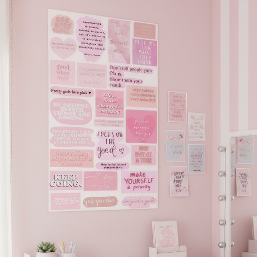 Pink Aesthetic Vision Board Quotes ポスター