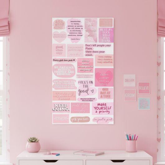 Pink Aesthetic Vision Board Quotes ポスター