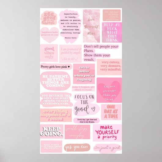 Pink Aesthetic Vision Board Quotes ポスター (正面)
