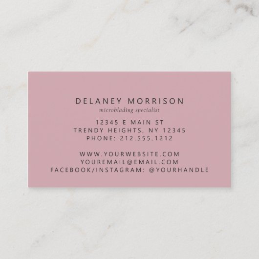Pink Agate Gold Glitter Luxury Microblading 名刺 (裏面)
