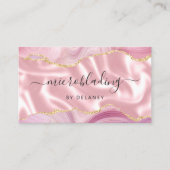 Pink Agate Gold Glitter Luxury Microblading 名刺 (正面)