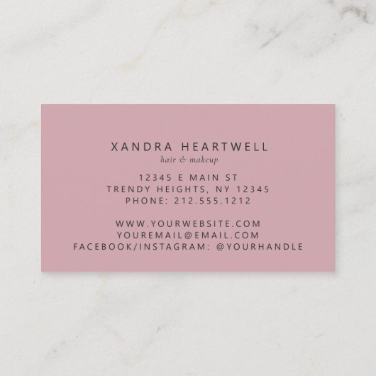 Pink Agate Gold Glitter Luxury Stylist 名刺 (裏面)