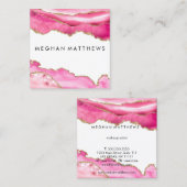 Pink Agate Gold Sparkle Beauty Stylist  Makeup スクエア名刺 (正面/裏面)
