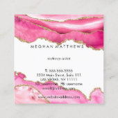 Pink Agate Gold Sparkle Beauty Stylist  Makeup スクエア名刺 (裏面)