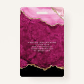 Pink Agate Marble Business Logo Company ID バッジ (裏面)