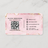 Pink Agate Marble QR Code Nail Specialist Artist  名刺 (裏面)
