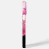 Pink Agate, Name & Monogram, Black & Gold Box Case-Mate iPhoneケース (裏面 / 右)