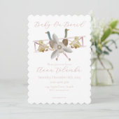 Pink Airplane Baby Shower Invitation (スタンド正面)