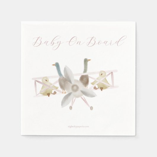 Pink Airplane Baby Shower Napkins スタンダードカクテルナプキン (正面)