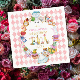 Pink Alice in Wonderland 3rd Birthday   スタンダードカクテルナプキン
