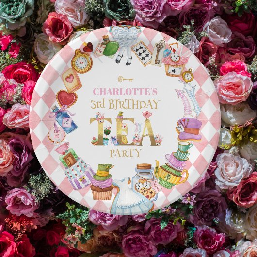 Pink Alice in Wonderland 3rd Birthday   ペーパープレート