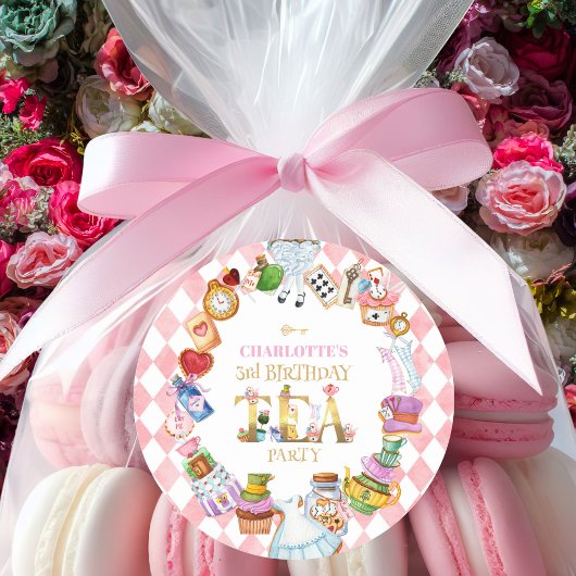 Pink Alice in Wonderland 3rd Birthday   ラウンドシール