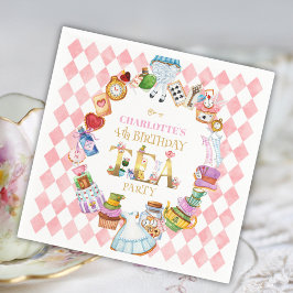 Pink Alice in Wonderland 4th Birthday   スタンダードカクテルナプキン