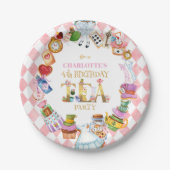 Pink Alice in Wonderland 4th Birthday   ペーパープレート (正面)