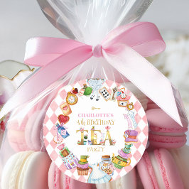 Pink Alice in Wonderland 4th Birthday   ラウンドシール