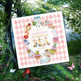 Pink Alice in Wonderland 5th Birthday   スタンダードカクテルナプキン