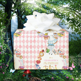 Pink Alice in Wonderland 5th Birthday   ラッピングペーパー