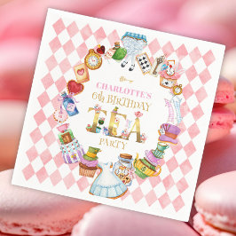 Pink Alice in Wonderland 6th Birthday   スタンダードカクテルナプキン