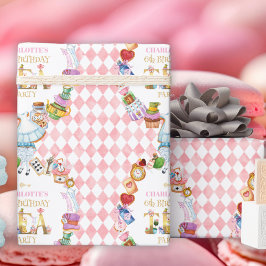 Pink Alice in Wonderland 6th Birthday   ラッピングペーパー