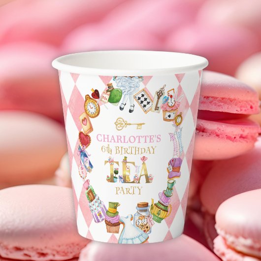 Pink Alice in Wonderland 6th birthday 紙コップ