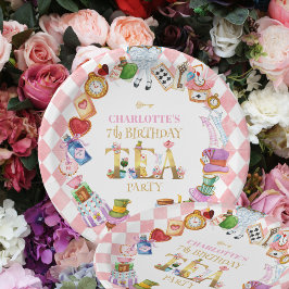 Pink Alice in Wonderland 7th Birthday   ペーパープレート