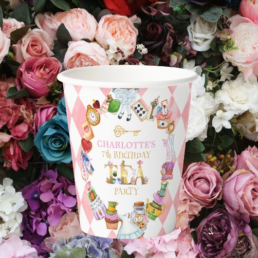 Pink Alice in Wonderland 7th birthday 紙コップ