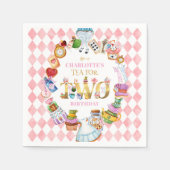 Pink Alice in Wonderland Tea for Two Birthday   スタンダードカクテルナプキン (正面)