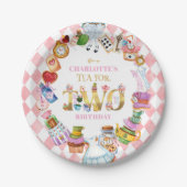 Pink Alice in Wonderland Tea for Two Birthday   ペーパープレート (正面)