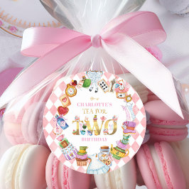 Pink Alice in Wonderland Tea for Two Birthday   ラウンドシール