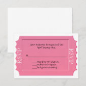 Pink All PurposeチケットRSVP応答カード 出欠カード (正面/裏面)