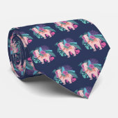 Pink alpaca, llama tropical leaves and flowers des ネクタイ (ロール)