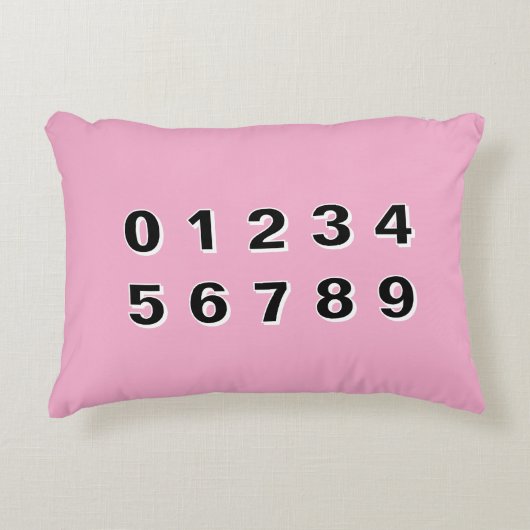 Pink Alphabet and Numbers Accent Pillow アクセントクッション (正面)