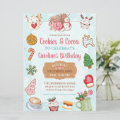 Pink and Aqua Christmas Cookies and Cocoa Birthday 招待状 (スタンド正面)