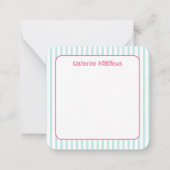 Pink and Aqua Christmas Ornament ノートカード (裏面)