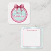 Pink and Aqua Christmas Ornament ノートカード (正面/裏面)