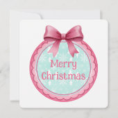 Pink and Aqua Christmas Ornament ノートカード (正面)