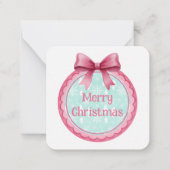Pink and Aqua Christmas Ornament ノートカード (正面)