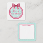 Pink and Aqua Christmas Ornament ノートカード (正面/裏面)