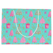 Pink and Aqua Festive Christmas  ラージペーパーバッグ (裏面)