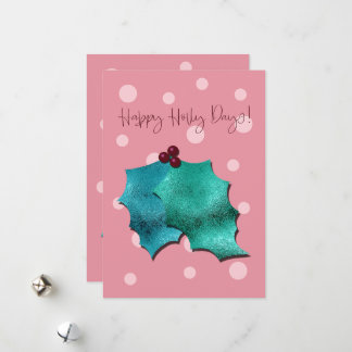 Pink and Aqua Happy Holly Days! シーズンカード