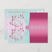 Pink and Aqua R.S.V.P.ポストカード インビテーションポストカード (正面/裏面)