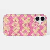 Pink and Beige Woven Texture Phone Case iPhone 16ケース (裏面横)