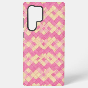 Pink and Beige Woven Texture Phone Case Samsung Galaxy S22 Ultraケース