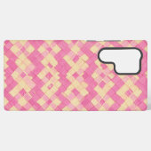 Pink and Beige Woven Texture Phone Case Samsung Galaxyケース (裏面横)
